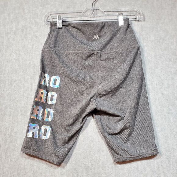 Aéropostale Shorts Womens Medium Gray Activewear Biker High Waisted Logo Pull On - Picture 1 of 8